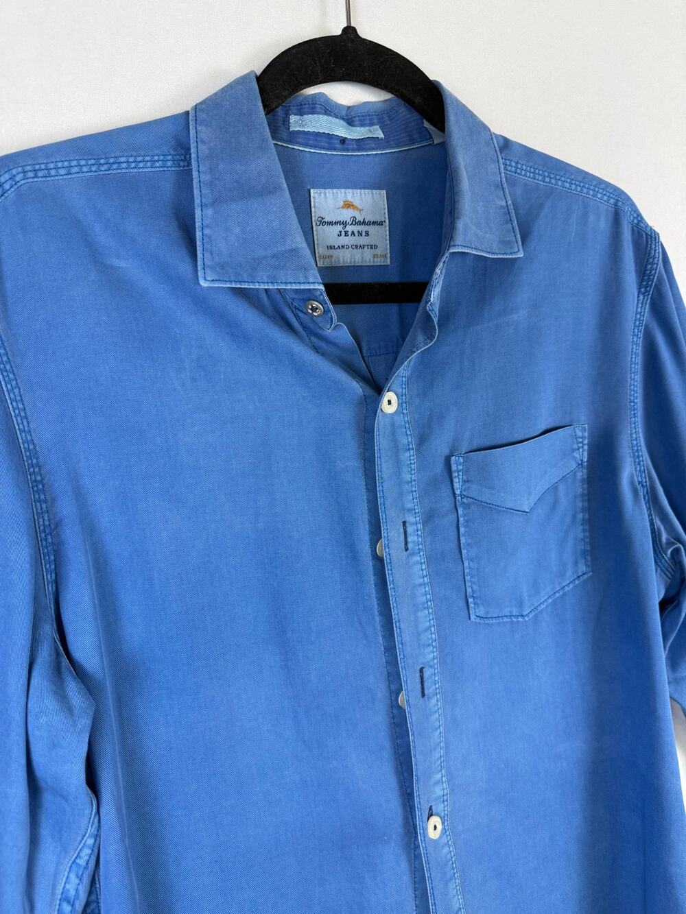Tommy Bahama Jeans Island Crafted Mens S Blue Tencel Lyocell Button Up Shirt